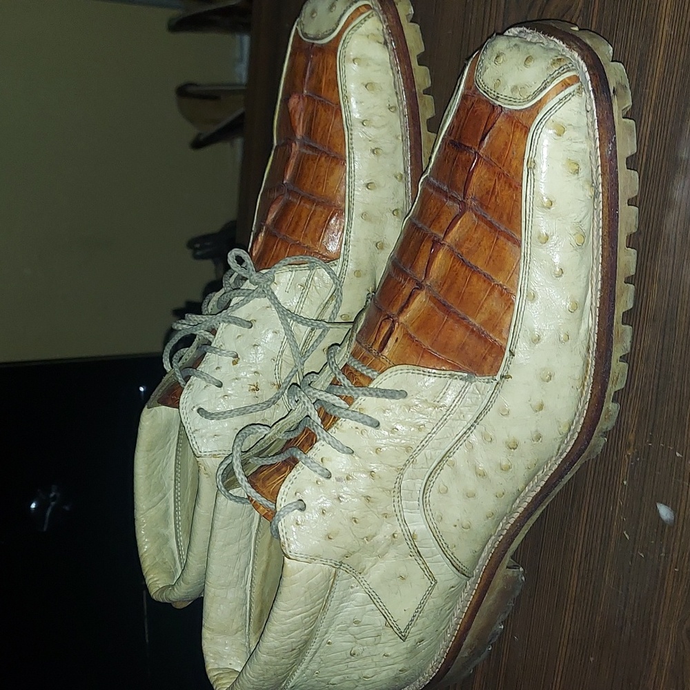 Max Leather croc/lizard ostrich men's boots size 13 preowned hand crafted in USA